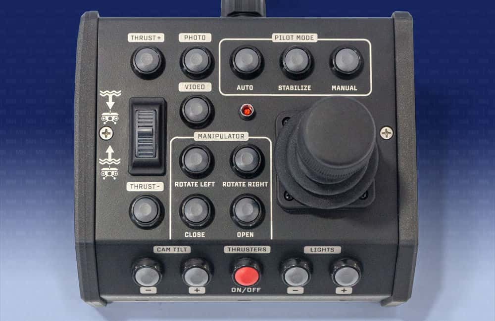 The Oceanus Hand Controller (v3.0) is an optional upgrade for use with MarineNav's Oceanus Mini and Pro ROV systems