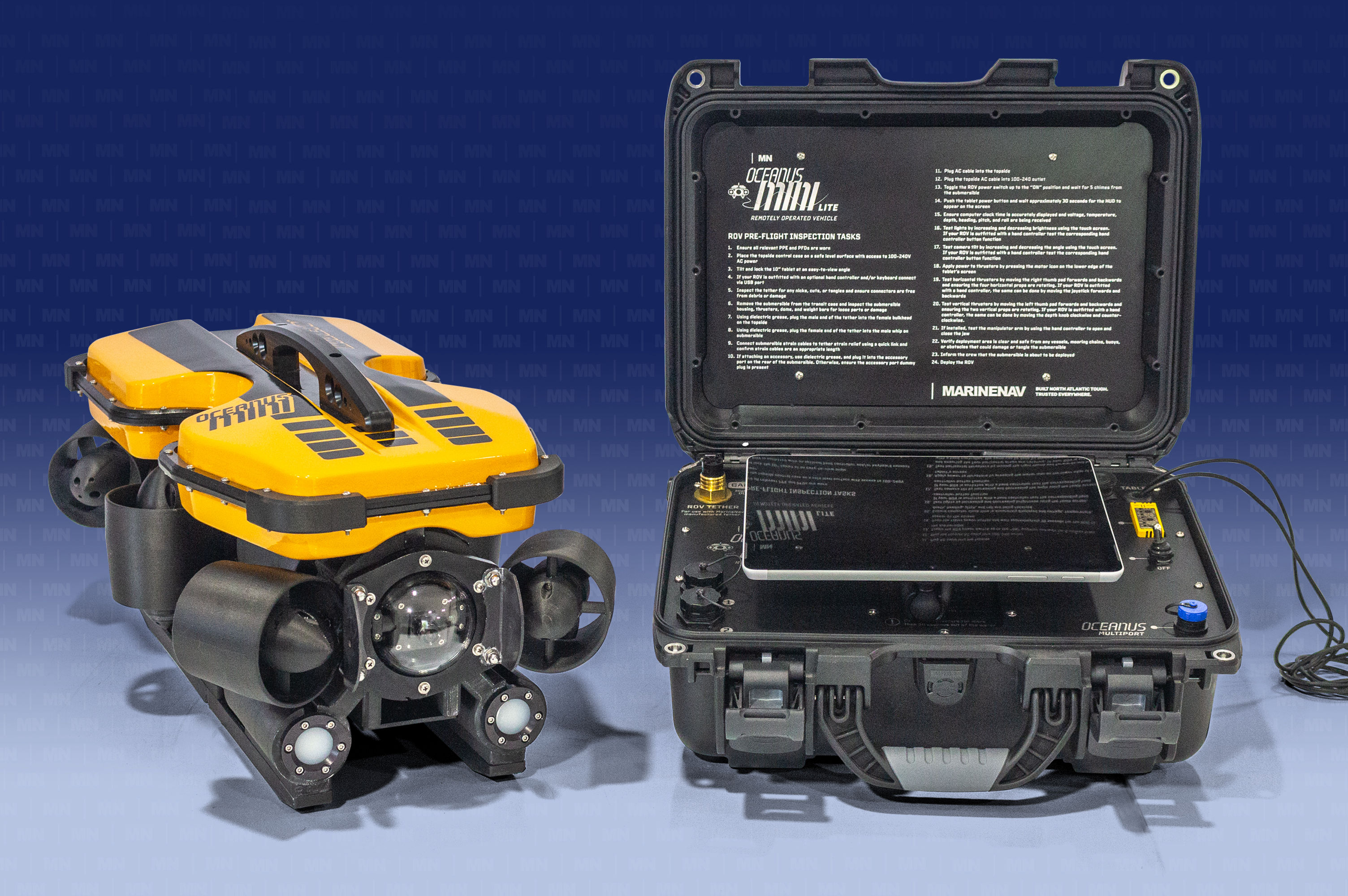 Mission ready ROV systems delivered in IP rated hardshell cases. Connect system in minutes and easily deployed by a single person