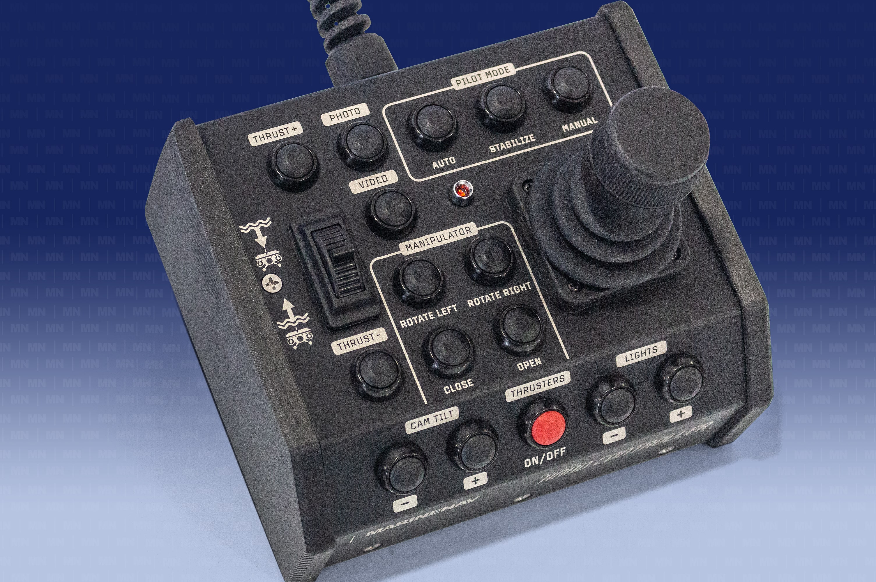 The Oceanus Hand Controller (v3.0) is an optional upgrade for use with MarineNav's Oceanus Mini and Pro ROV systems