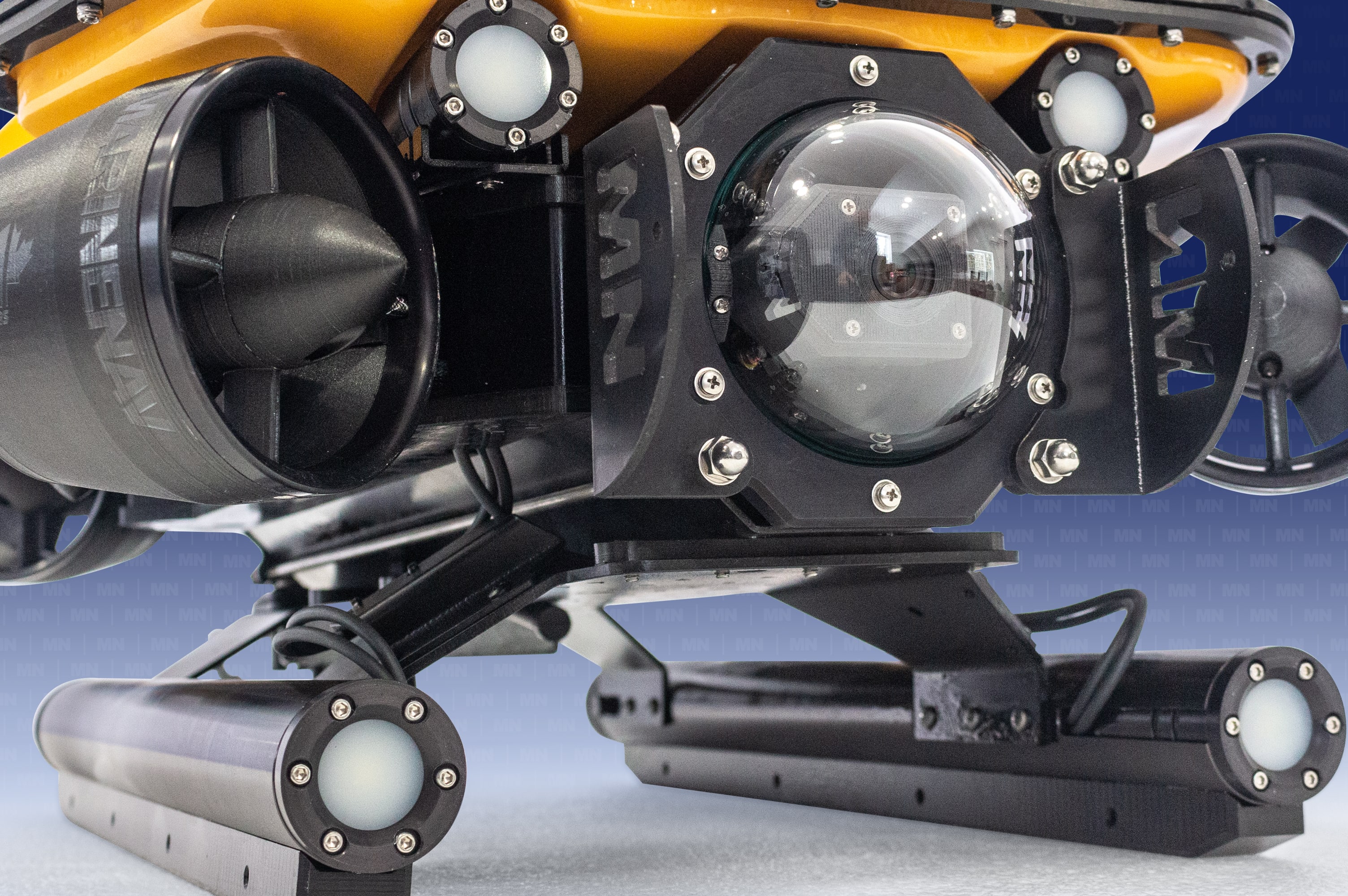 ROV chassis is manufactured from anodized metal components and other marine-grade materials.